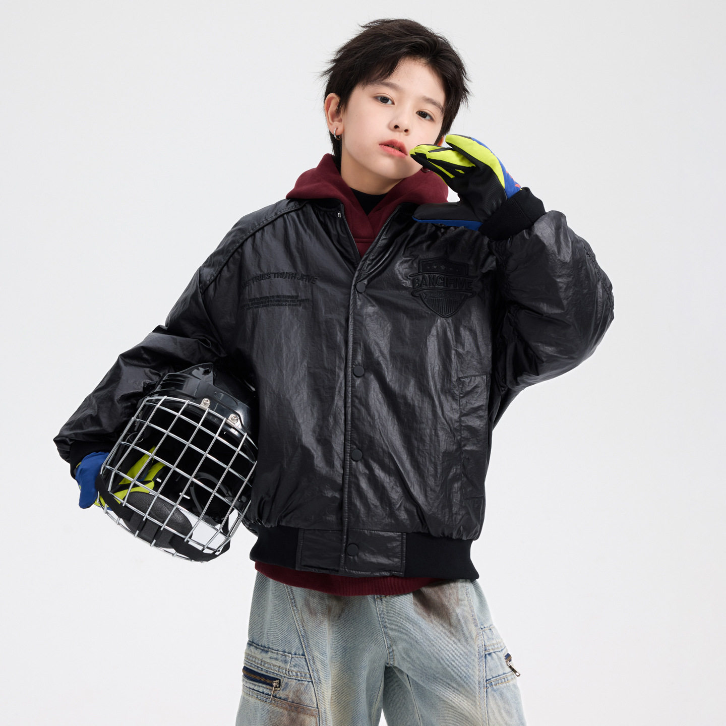 男童夹棉皮衣机车棉服2025冬装新款男孩加厚免洗皮夹克120~170潮