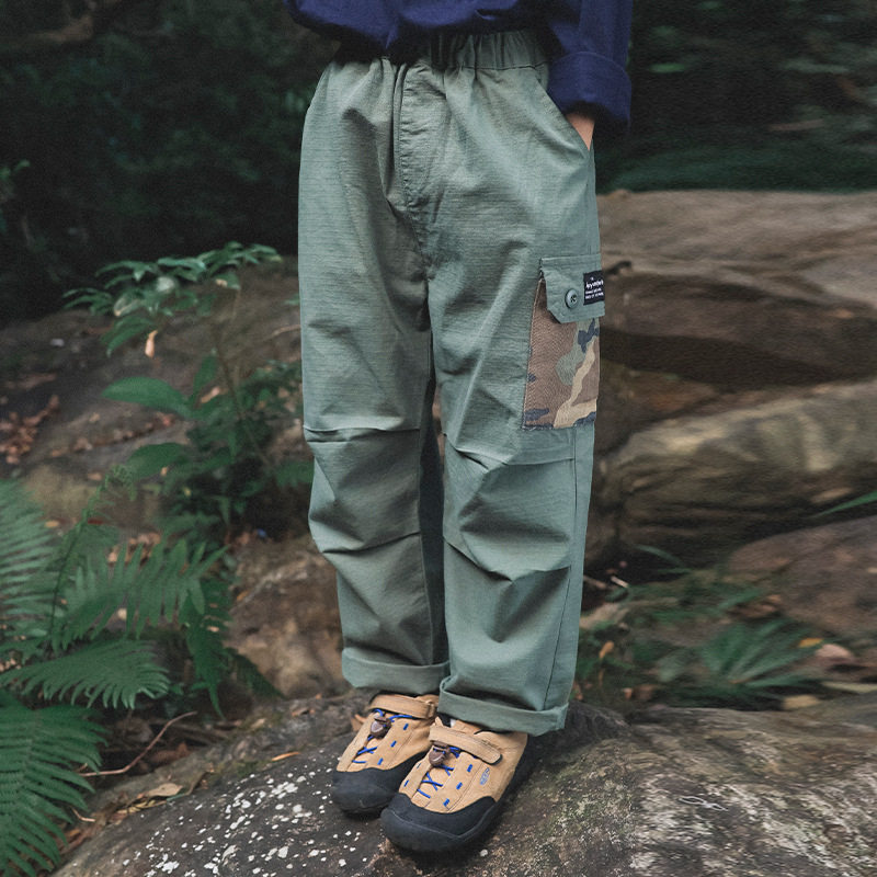 儿童耐磨直筒工装裤中大童宽松廓型褶皱长裤男童休闲裤子26春新款