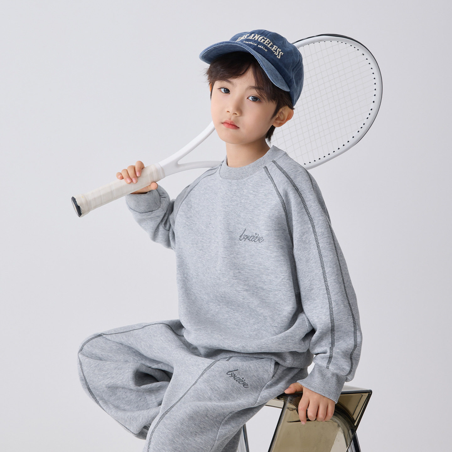 26春新款男童卫衣卫裤两件套男孩儿童韩版运动套装深灰色110~170