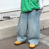 儿童春款 2026中大童洋气男孩宽松休闲裤 直筒裤 男童牛仔裤 100 160