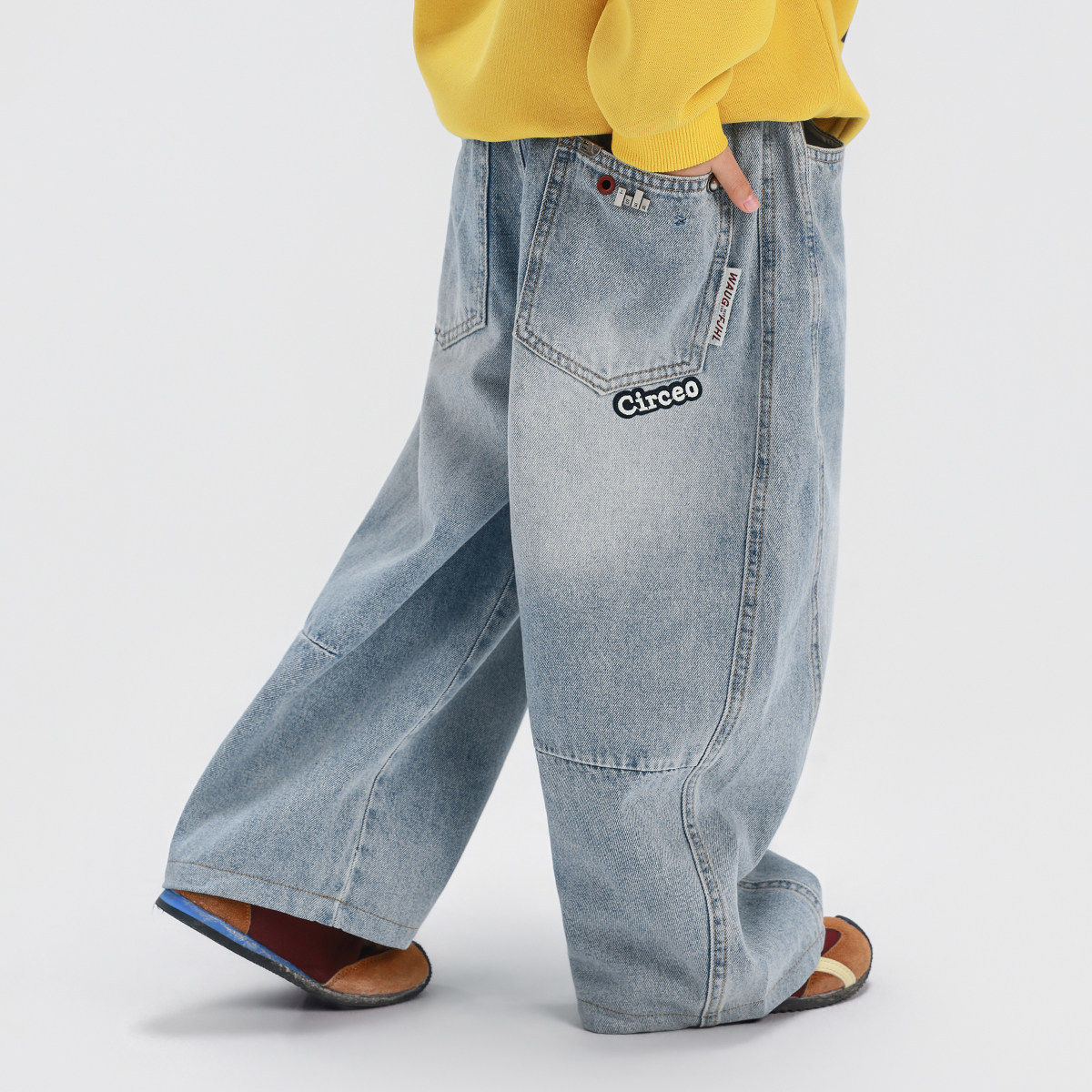 春男童牛仔裤新款儿童男孩直筒宽松浅色耐磨休闲长裤110~160韩版