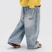 新款 儿童男孩直筒宽松浅色耐磨休闲长裤 110 春男童牛仔裤 160韩版