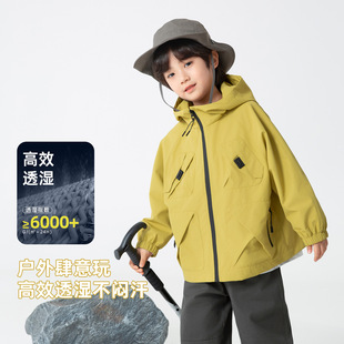 春秋季新款男童三合一连帽外套冲锋衣户外风衣藏青色黄色男孩潮宝