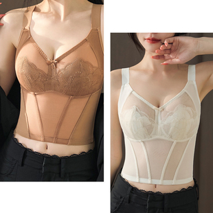九排扣无钢圈长文胸收副乳大胸显小收胃全罩杯收腹薄款调整型内衣