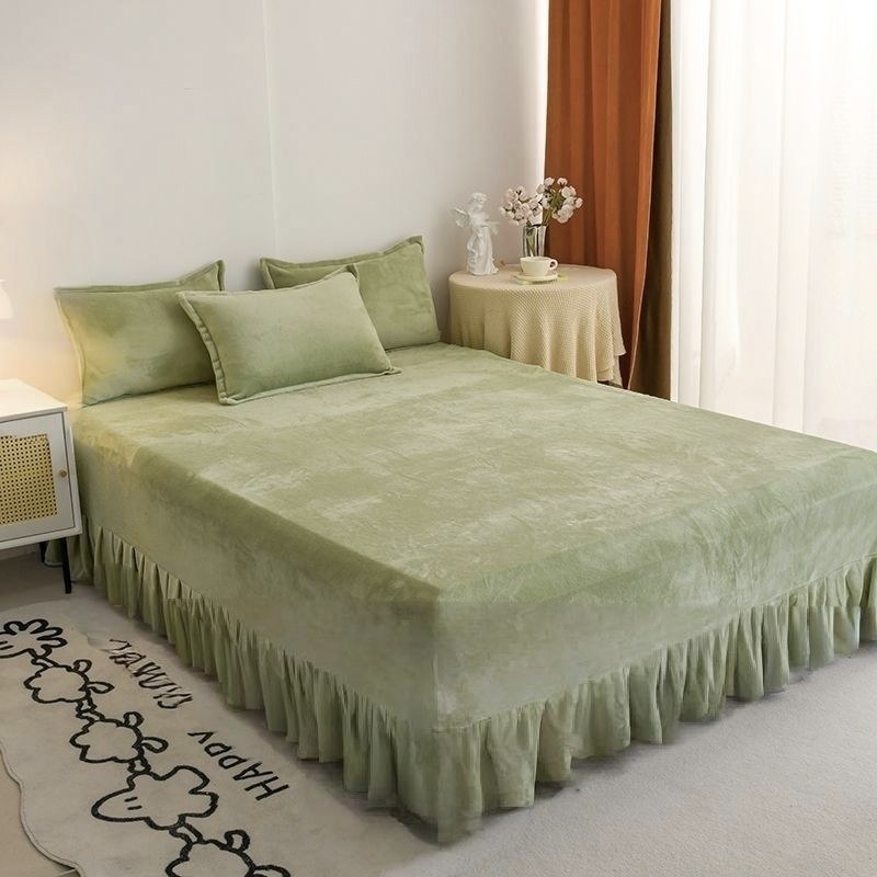 a类母婴冬季加厚绒床单牛奶绒床裙