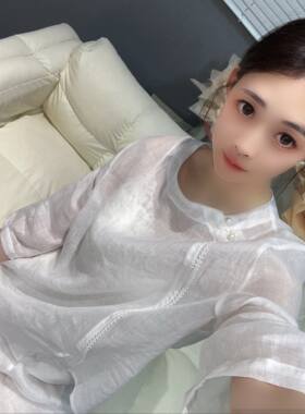 兜兜[苎麻上衣合集]高夏季新款苎麻短袖百搭衬衫女(A551-A600）