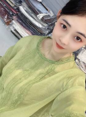 兜兜[苎麻上衣合集]高夏季新款苎麻短袖百搭衬衫女(V651-V700）