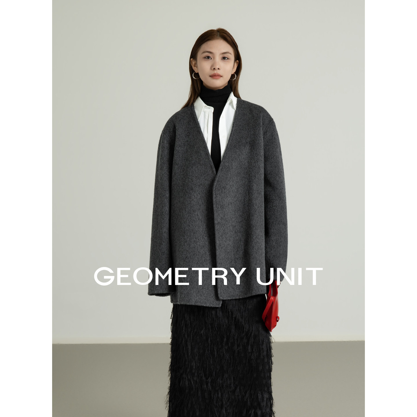 几何单元冬季高级灰色羊毛双面呢系腰带大衣小个子短款毛呢外套女,女装/女士精品,毛呢外套,淘宝优惠券,粉丝福利购,淘宝优惠卷