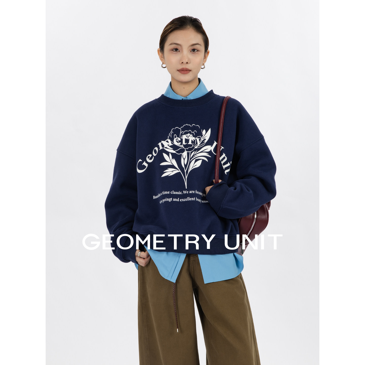 几何单元秋冬印花套头圆领蓝色加绒卫衣无帽宽松保暖内搭上衣女,女装/女士精品,卫衣/绒衫,淘宝优惠券,粉丝福利购,淘宝优惠卷