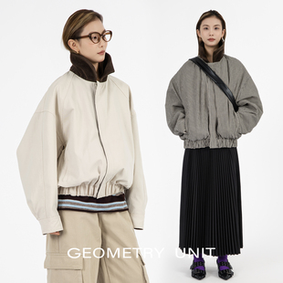 几何单元 格子夹克上衣夹克 设计感巴恩风两穿拼接翻领短外套女冬季