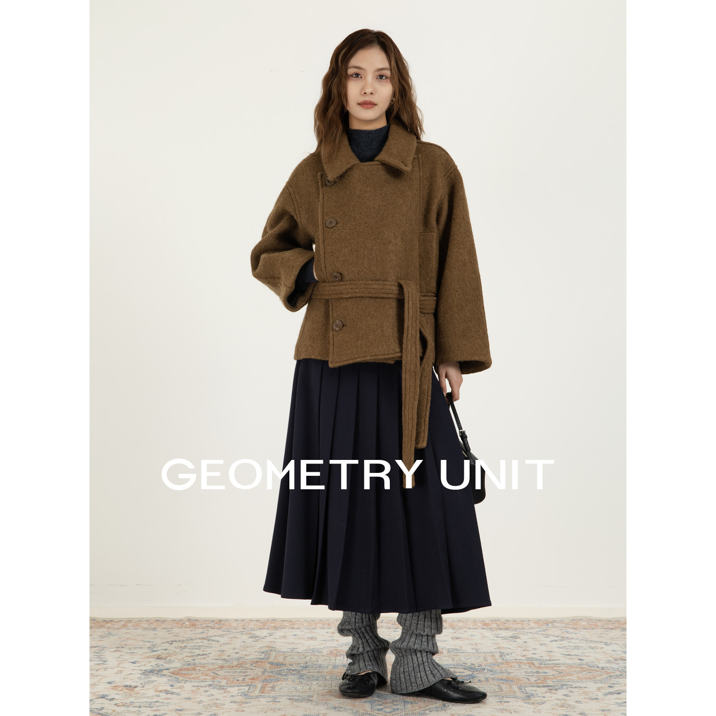 几何单元2025秋冬新款时尚简约双门襟短款收腰羊毛毛呢大衣外套女,女装/女士精品,毛呢外套,淘宝优惠券,粉丝福利购,淘宝优惠卷