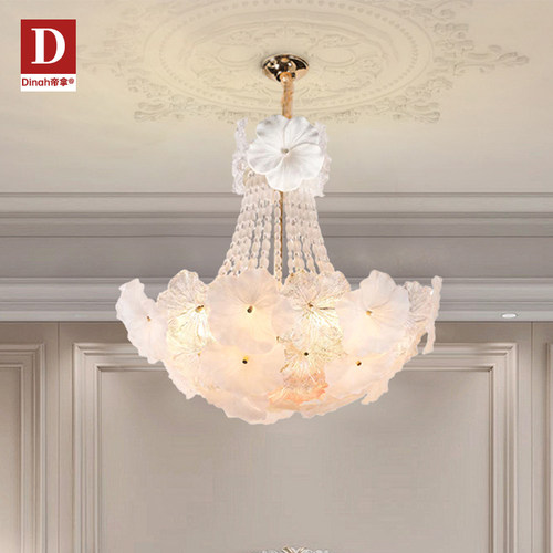 轻法式客厅吊灯奢华高级感花朵主卧室灯温馨女孩房间灯2025年新款