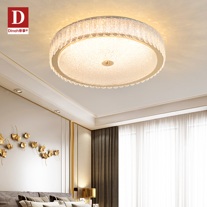 超薄LED卧室水晶吸顶灯圆形轻奢