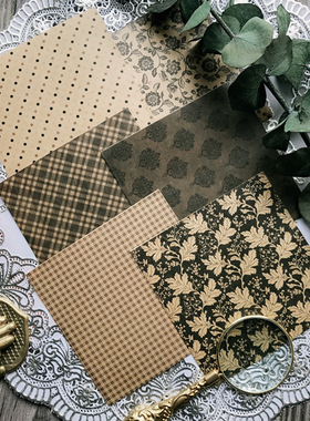 复古浮世绘背景素材 牛皮纸斜方眼 仓敷风波点 TN装饰贴纸 六张入