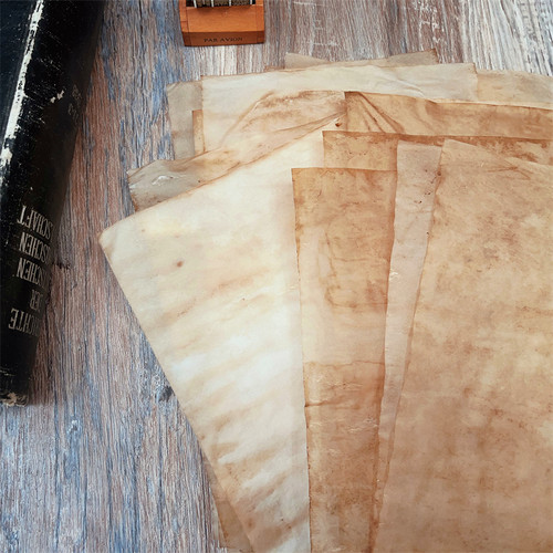 手工做旧染纸JunkJournal 复古手帐空白书写装饰硫酸纸手工素材