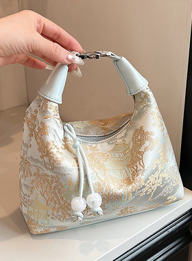 新中式手拎包2026新款中国风斜挎包包女高级感百搭女士手提手腕包