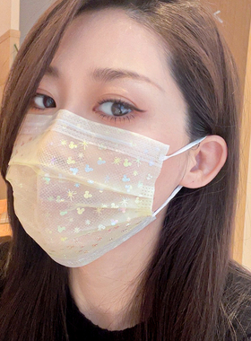 双层网纱口罩女高颜值2025新款一次性淡黄色米老鼠夏季薄款透气