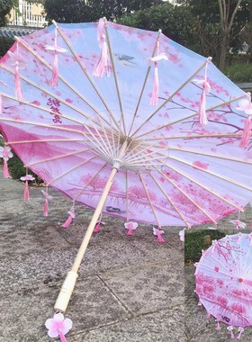 汉服古装伞汉服伞仙气儿童户外紫色老式油纸伞古风绸布伞古典伞女