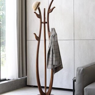 新中式实木树形衣帽架挂衣架卧室衣服架办公室简约风加高加粗落地