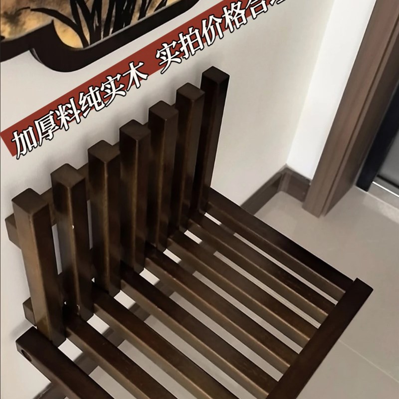 实木折叠凳换鞋凳一体壁挂式床头柜凳进门家用坐凳玄关挂墙折叠椅图片