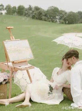 影楼婚纱照摄影道具烛台花欧式复古化妆镜外景画架拍摄摆件圆桌椅