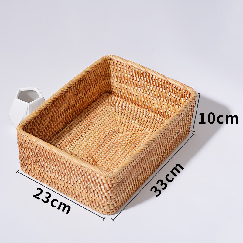 筐子藤编收纳筐桌面家用果蔬长方形编织藤条收纳筐宝宝玩具收纳筐