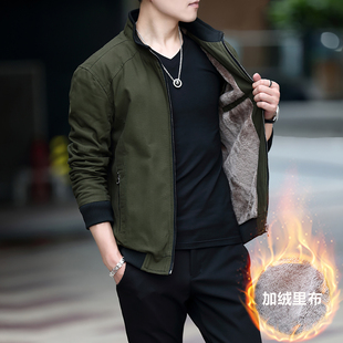 纯棉男士外套2025年新款潮流秋冬款休闲青年加绒夹克韩版短款衣服