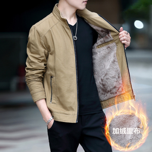 中年父亲外套男2025秋冬季新款纯棉夹克40岁年轻爸爸休闲加绒春装