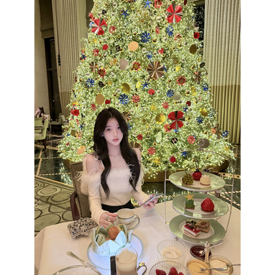 若语定制 白月光 鸵鸟毛一字肩钻链系带上衣纯欲性感名媛内搭上衣