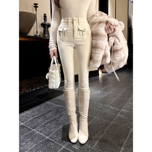 纯欲气质紧身裤 若语定制 立体口袋磨毛牛仔裤 小脚裤 子 韩女超爱