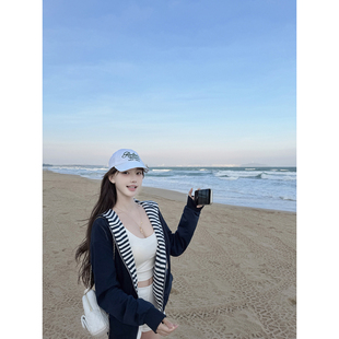 若语定制 两穿拼条纹宽松卫衣外套休闲学院风上衣早春 卫衣优等生