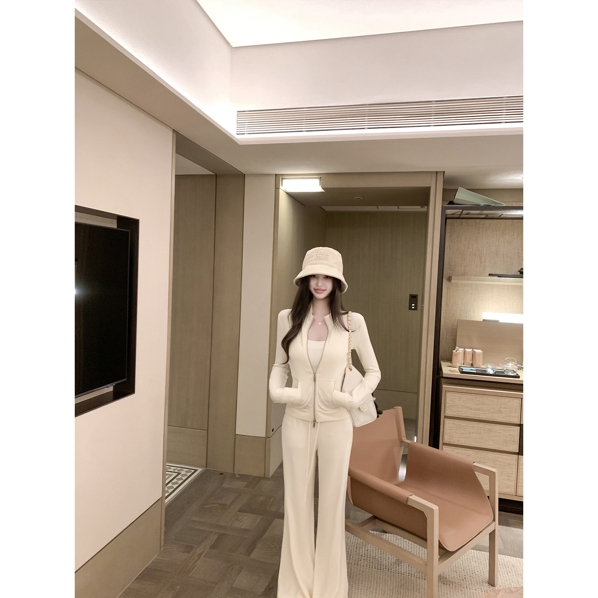 若语定制 暖姜绒小蛮腰2.0 气质软糯立领开衫休闲裤裤子两件套冬