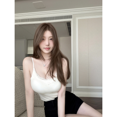 若语定制 瘦瘦小吊带 自带罩杯蕾丝拼接吊带背心纯欲性感内搭吊带