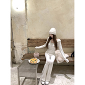 白女偏爱 连帽拉链开衫 针织裤 若语定制 套冬季 保暖气质休闲两件套