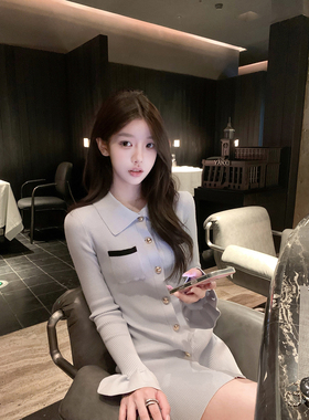 若语定制 娇娇女友 se*f 祖鹅喇叭袖连衣裙气质名媛高腰修身裙子