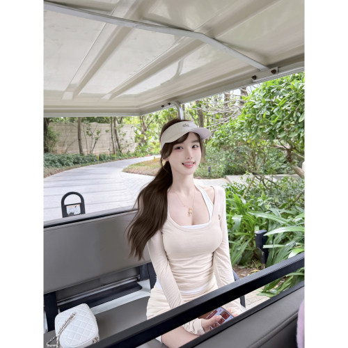 若语定制 韩女套装 挂脖背心罩衫半裙三件套纯欲性感修身显瘦上衣