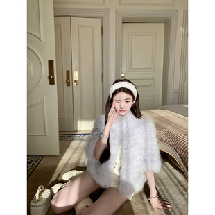 若语定制 100%狐狸手工车条皮草外套贵气高级感名媛外套 人间妲己