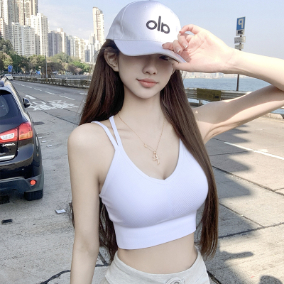 若语定制 1u多巴胺运动交叉弹力吊带自带bra美背胸垫无缝胸罩内衣