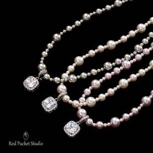 红口袋法式复古浪漫轻奢施家珍珠项链曼塔玫瑰高级感锁骨链毛衣链