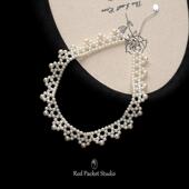 红口袋法式 复古温柔手工编织花边珍珠项链礼服婚纱写真饰品锁骨链