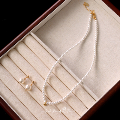 红口袋法式复古简约小金豆项链