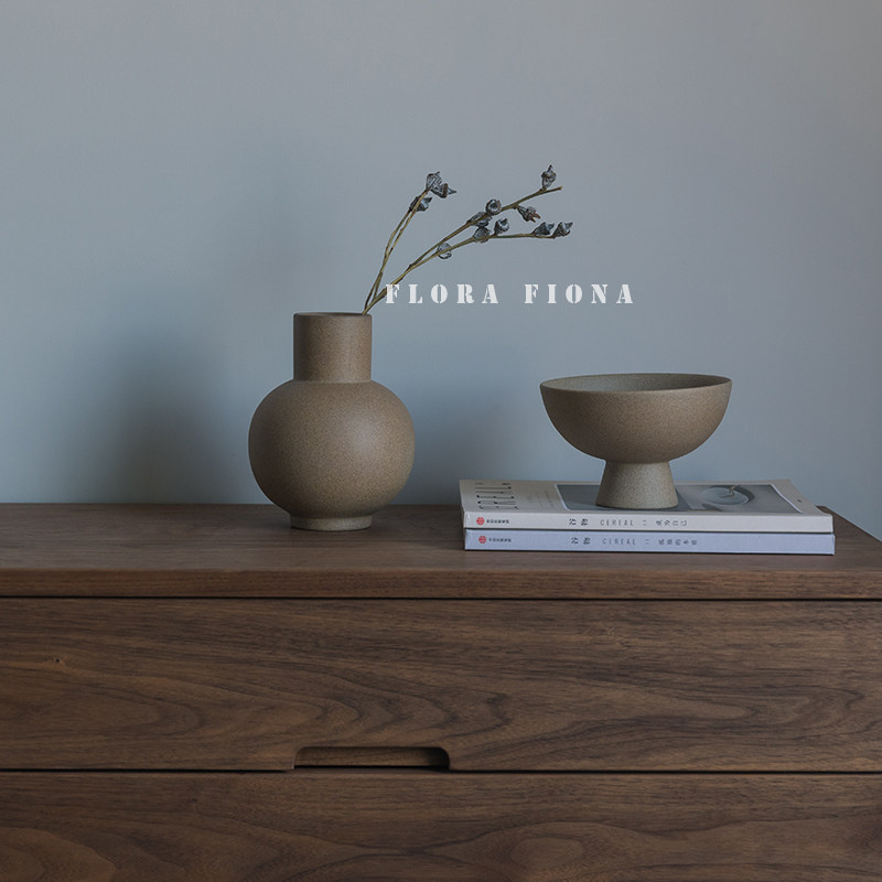 极简复古家居样板间民宿土陶花瓶