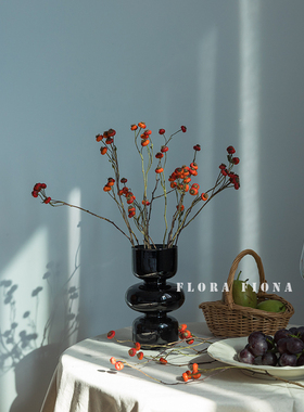 纯天然干花摆件真花家居软装民宿婚房喜庆布置装饰红色果实蔷薇果