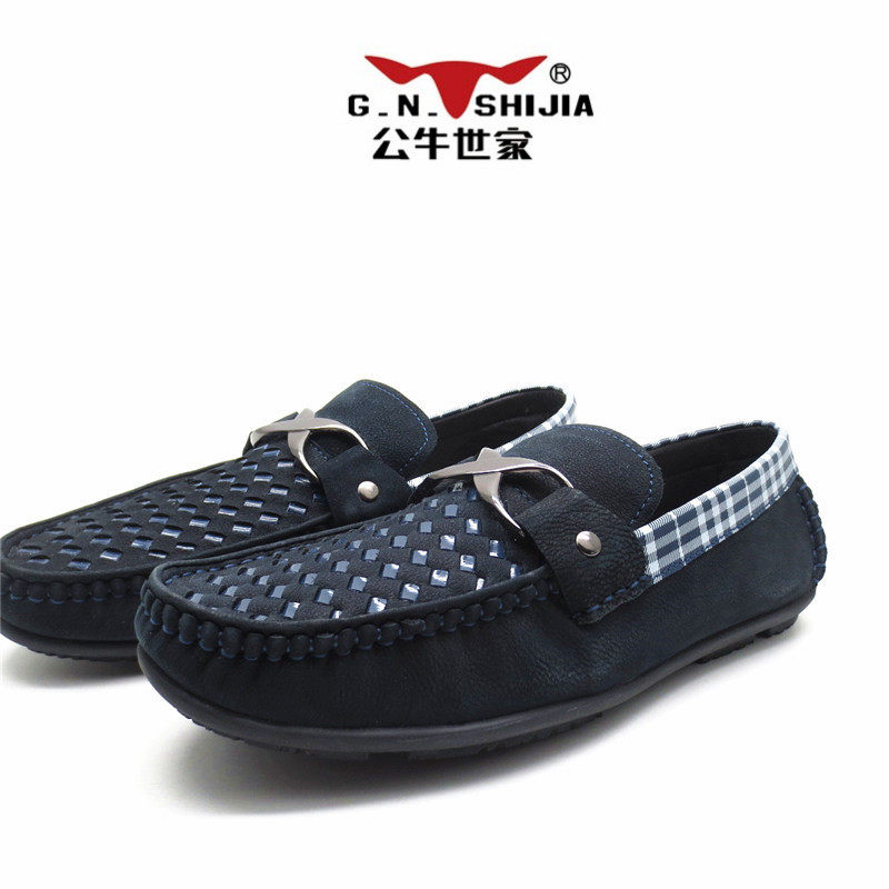 公牛世家过季断码男鞋低帮平底套脚豆豆款休闲男皮鞋38 39码皮鞋