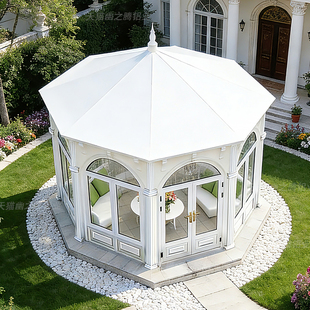欧式庭院茶室户外高端铝合金阳光房定制八角凉亭玻璃房隔热茶亭