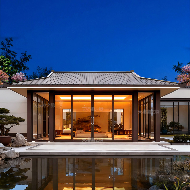 铝合金凉亭阳光房新中式户外庭院铝艺亭子别墅花园四角亭茶室定制