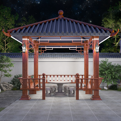 铝合金仿古凉亭户外古建长廊六角亭子庭院别墅院子农村四角景观亭