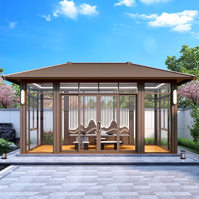 铝合金凉亭阳光房别墅花园茶室亭子户外庭院室外四角亭玻璃房定制