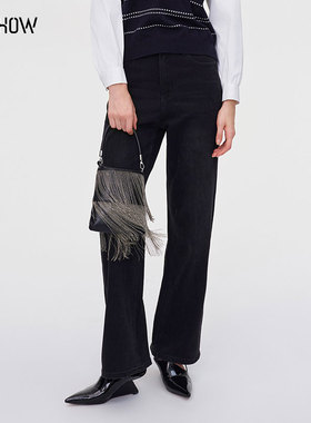 NOWSHOW朗香25秋季新品黑色牛仔裤253042