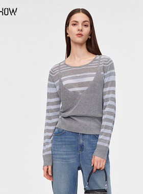 NOWSHOW朗香25秋季新品假两件条纹吊带针织衫253056
